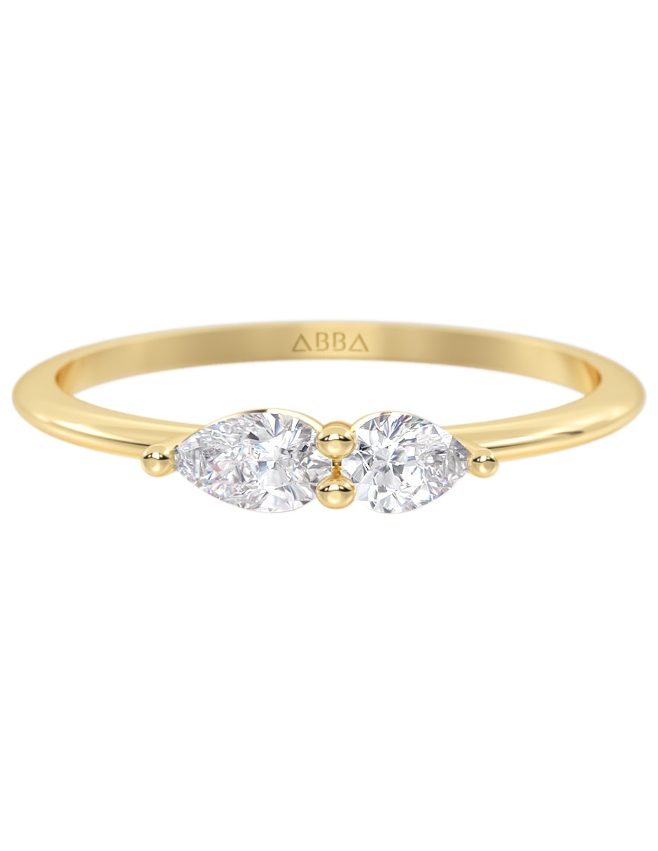 Anillo 14 k de oro zirconia brillante